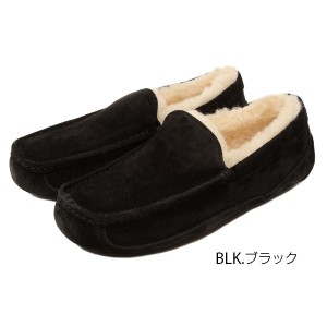 【US10(約28.0cm)】【BLK.ブラック】 UGG モカシン メンズ アスコット ASCOT おすすめ レザー 定番 本革 ボア ファー デッキシューズ ロ