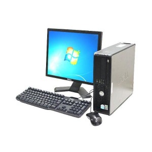 (中古品)Win7搭載 デスクトップパソコン DELL Optiplex745SFF Core2Duo 2GB 160GB DVDマルチ 17インチ液