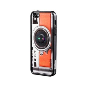 (中古品)id America Cushi+ (Plus) iPhone5用3Dシール&バンパーSET Camera-Orange