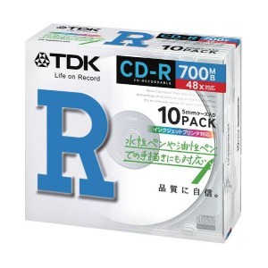 (中古品)TDK データ用 CD-R 700MB 48X ホワイトプリンタブル 10枚パック CD-R80PWX10A