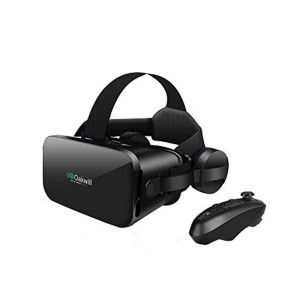 (中古品)最新 VRゴーグル VRヘッドセット VRヘッドマウントディスプレイ 3D スマホVR ヘッドホン付き モバイル型 瞳孔/焦点調節 非球面光