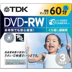 (中古品)TDK 超硬DVD-RWビデオカメラ用(8cm) 両面記録60分カラーリングミックス スマートケース入り3枚パック DVD-RW60HCMX