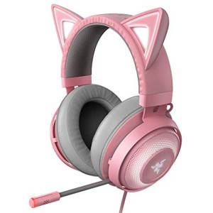 (中古品)Razer Kraken Kitty Quartz Pink ゲーミングヘッドセット USB THX7.1 ネコミミ Chroma ノイズキ
