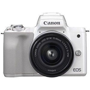 (中古品)キヤノン EOS Kiss M EF-M15-45 IS STM レンズキット (ホワイト/ミラーレス一眼カメラ) EOSKISSMWH15