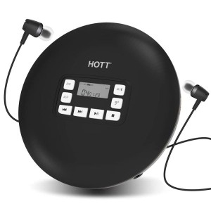 (中古品)HOTT CD611T ポータブルBluetooth CDプレーヤー パーソナルコンパクトCDプレーヤー LCDディスプレイ付き スキップ/