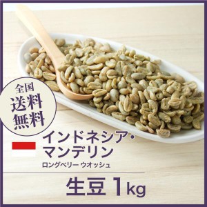 開店セール！コーヒー生豆 1kg マンデリン ロングベリー ウオッシュ インドネシア 送料無料 大山珈琲