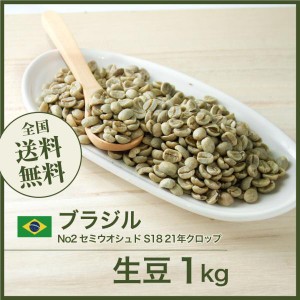 開店セール！ブラジル No2 セミウオシュド S18　21年クロップ コーヒー生豆 1kg 送料無料 大山珈琲