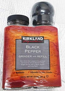 KIRKLAND (カークランド) ブラックペッパー ミル付き1本　替え1本　#1249967 KS　BLACK PEPPER 胡椒 黒こしょう 調味料 2本 コストコ 124