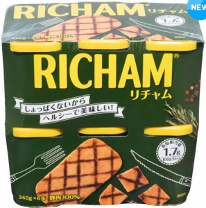 東遠 リチャム 340g x 6個 缶詰 保存食 RICHAM 豚肉100％ 高級ハム缶 韓国ブランド1位 人気 柔らかい しょっぱくない おにぎり 炒め物 プ