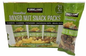 【21袋】Kirkland 無塩ミックスナッツ 45g x 21袋 おつまみ ミックス ナッツ カシューナッツ マカダミアナッツ 食べきりサイズ 持ち運び 