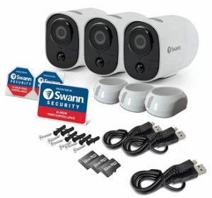 【3台セット】Swann Xtreem セキュリティ WiFi接続 Wireless Security Camera カメラ 24時間  防水・防塵性 簡単セットアップ 保護 双方