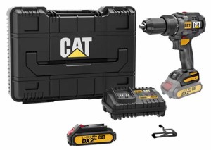 CATERPILLAR 18V ドリルドライバーセット バッテリー2個 充電式 収納ケース 日曜大工 組み立て 組立 DIY 金属 木材 穴 ネジ ボルト 締め