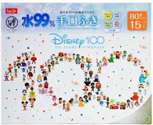 【15個入】水99% 手口ふき 80枚入x15個（1200枚）Water Hand/Mouth Wipes ディズニー100周年デザイン Disney 介護 大容量 コストコ 持ち