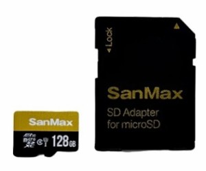 【128GB×3個】SanMax MICROSDXC 128GB 3個パック アダプタ付 SMP128AV3 データ 画像 動画 保存 お買い得 まとめ買い 51623