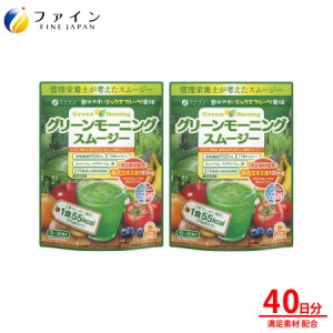 グリーン モーニング スムージー 2個 セット 食物繊維 9.5g 植物 酵素 配合 200g 青汁 野菜 果物 美容 健康 ドリンク １食 置き換え ダイ