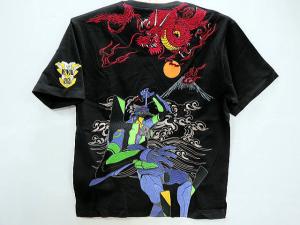 エヴァンゲリヲンＸ錦コラボ 半袖Ｔシャツ　初号機VS赤龍　刺繍  EVA×NISHIKI