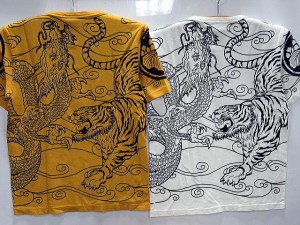 胤富仁帝 インフィニティ 半袖和柄Tシャツ 竜虎プリント