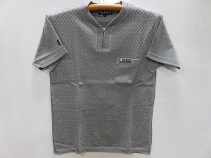 PLEVO　半袖Tシャツ　ジップアップ　ジャガード