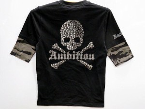 大きいサイズ　４L　BE AMBITION   ５分袖Tシャツ  スカルスタッズ　ビー・アンビション