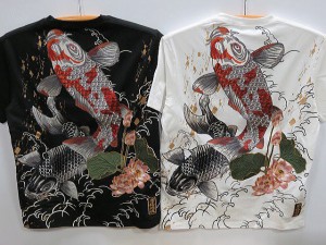 絡繰魂 粋  和柄　半袖Tシャツ　夫婦鯉刺繍　カラクリ魂