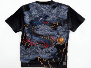 絡繰魂  和柄　半袖Tシャツ　青龍雷雲　カラクリ魂