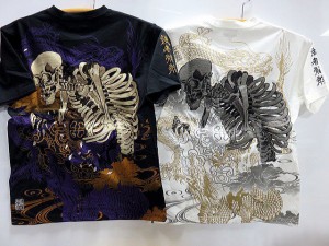 絡繰魂  和柄　半袖Tシャツ　餓者髑髏　ガシャドクロ　カラクリ魂