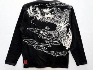 絡繰魂 　雲龍プリント　長袖Tシャツ　カラクリ魂 和柄