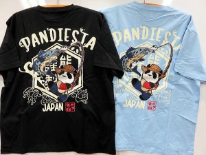 大きいサイズ　PANDIESTA JAPAN　フィッシングパンダ刺繍　半袖Tシャツ　パンディエスタ