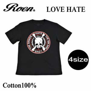 ﾛｴﾝ roen ﾒﾝｽﾞ ﾚﾃﾞｨｰｽ ﾌｧｯｼｮﾝ Tｼｬﾂ ｶｯﾄｿｰ ﾌﾞﾗｯｸ 黒 半袖 ﾌﾟﾘﾝﾄ ﾛｺﾞ ｽｶﾙ 丸首 ｽﾄﾘｰﾄ ｶ