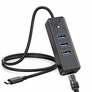 GiGimundo 4ポートハブ USB LAN 変換アダプター RJ45 ギガビット USB3.0*3拡張 5Gbps高速データ 1000Mb