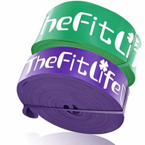 TheFitLife トレーニングチューブ 筋トレチューブ 懸垂チューブ (紫/緑)