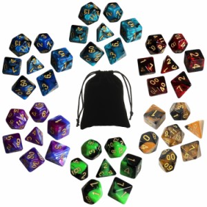 多面体 ダイス サイコロ セット 7サイズ アクリル 6色 42個入り D20 D12 D10 D8 D6 D4 神話TRPG MTG カードゲ