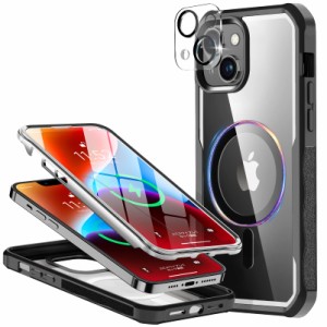 両面透明ガラス・Magsafe用 リング内蔵WEIYUN iPhone14 用 ケース「MagSafe対応」透明強化ガラス 「３６０度全面保護+