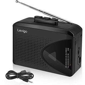 Levigo カセットプレーヤー カセットテープ ポータブル ラジオ AM/FMラジオ テープ再生 軽量 コンパクト USBケーブル付き ブラッ