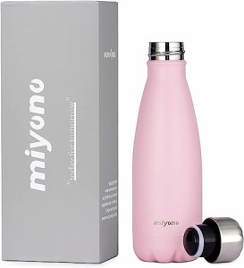 Miyono 350ml 水筒 軽量 ポータブル 魔法瓶 ステンレスボトル 保温 保冷 真空断熱 漏れ防止 炭酸OK 直飲み 小さい 持ち運び