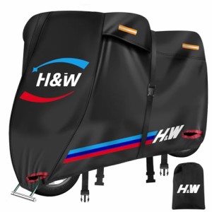 2024年新版H&W バイクカバー 420D厚手 防水・耐熱・溶けない 大型/原付対応 汎用 破れにくい UVカット紫外線防止 スクーターバイク
