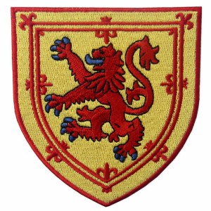 スコットランドの紋章クロスライオン刺繍入りアイロン貼り付け/縫い付けワッペン
