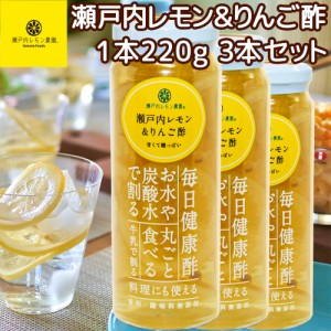 送料込み 瀬戸内レモン＆りんご酢 ２２０ｇ 広島県産 レモン使用 ３本セット 銀座tau 化学調味料無添加 健康 お土産 銀座tau