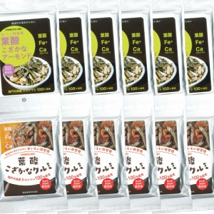 送料無料 葉酸 こざかな アーモンド、クルミセット 各6袋 合計12袋セット 尾道海産 栄養機能食品 瀬戸内海産 銀座tau 広島 お土産 小魚 