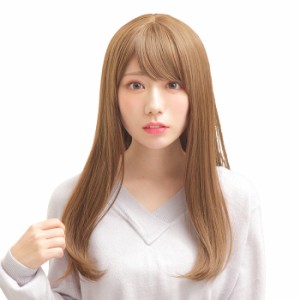 WIGGY RICH ストレート ロング マロン ブラウン 茶髪 茶色 ヘア ウィッグ ウイッグ アニメ キャラクター かつら カツラ ファッション つ