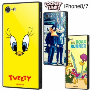 iPhone8 iPhone7 ルーニー・テューンズ 耐衝撃 ガラス ケース ハード 背面 TPU バッグスバニー トゥイーティー ロードランナ iphone 8 7