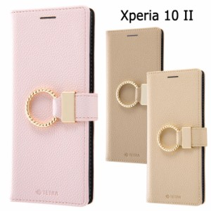 Xperia 10 II リング付き 手帳型レザーケース 耐衝撃 PUレザー フリップカバー ケース カバー リング スタンド機能 手帳型ケース 手帳型 