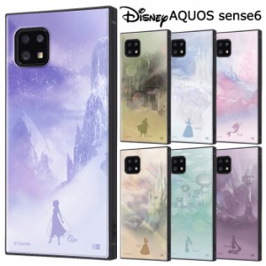 送料無料 AQUOS sense6 ディズニー プリンセス スクエア ハイブリッド ケース カバー ソフト ソフトケース ハードケース エルサ アナ シ