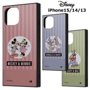 メール便 iPhone15 iPhone14 iPhone13 ディズニー 耐衝撃 スクエア ハイブリッド ケース カバー TPU ソフトケース ミッキー ミニー ドナ