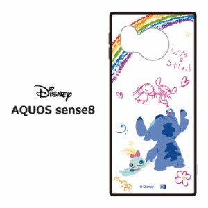 AQUOS sense8 ディズニー リロ＆スティッチ 耐衝撃 スクエア ハイブリッド ケース カバー TPU ソフト ソフトケース ハード 背面 かわいい