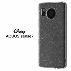 メール便 AQUOS sense7 ディズニー ミッキーマウス キラキラ ラメ入り TPU ソフトケース ケース カバー ソフト クリアケース クリア シン