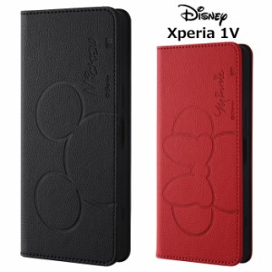 Xperia 1 V ディズニー 手帳型 PUレザー ケース ダイアリー カバー フリップ 手帳型ケース 手帳 スタンド かわいい ミッキー ミニー ミニ
