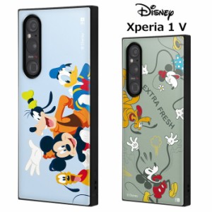 送料無料 Xperia 1 V ディズニー スクエア ハイブリッド ケース カバー ソフトケース ハード かわいい ミッキー ミニー ドナルド デイジ