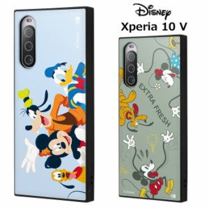 Xperia 10 V ディズニー 耐衝撃 スクエア ハイブリッド ケース カバー ソフトケース かわいい ミッキー ミニー ドナルド デイジー グーフ