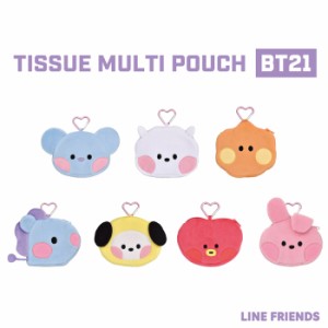 メール便 エンスカイ BT21 minini ティッシュ マルチ ポーチ ensky RJ SHOOKY MANG KOYA CHIMMY TATA COOKY ティッシュケース 化粧ポーチ